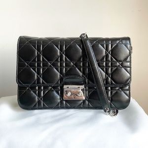 Christian Dior Lambskin Cannage Miss Dior Promenade Pouch Black RESTORED